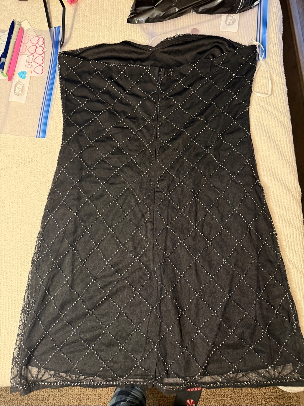 Lulu's Black Shimmery Dress Fabric with Extra Beads - Picture 2 of 4
